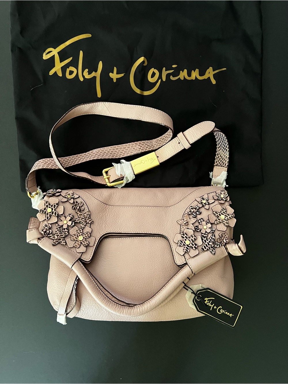 Foley + Corinna Dahlia 3D Tea Rose Lady Tote Bag Lilac Chiffon NWT